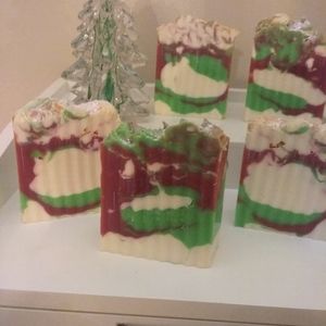 Holiday candy hand crafted soap 2 pc